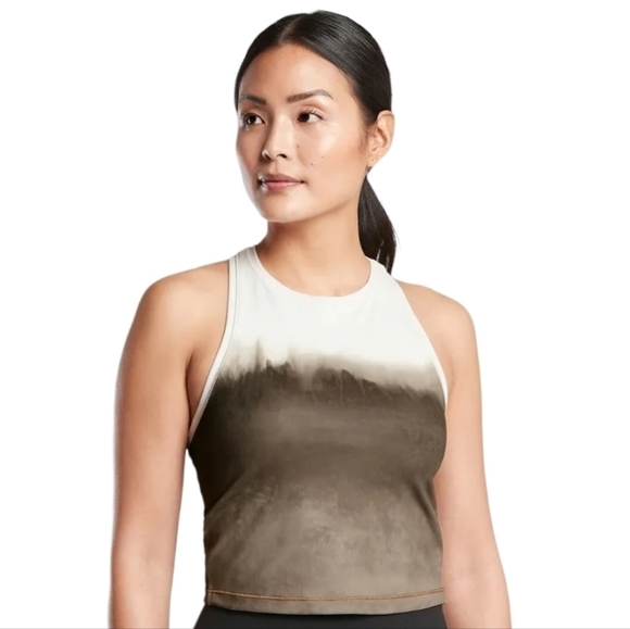 Athleta | Women's Shanti Watercolor Stripe Crop Tank Top (Size Large) - Picture 1 of 12